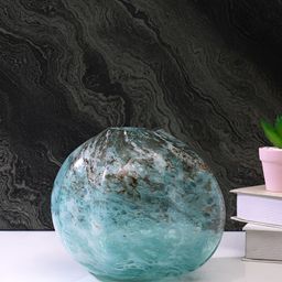 Myntra Elegant Homes Turquoise Blue & Brown Ridged Glass FlowerVases-picture-38