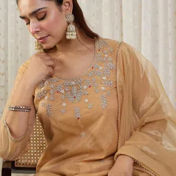 Indo Era Women Ethnic Motifs Embroidered Regular Sequinned Kurta with Trousers & With Dupatta image 2
