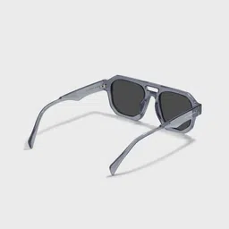 SAM & MARSHALL Unisex Black Lens & Gunmetal-Toned Square Sunglasses with image 2