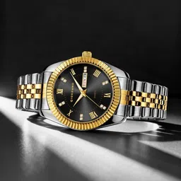 GIORDANO Men Patterned Dial & Stainless Steel Bracelet Style Straps Analogue Watch GZ-50173-11 image 2