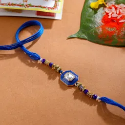 Sangria Artificial Beaded Thread Rakhi With Roli Chawal Chandan & Mishri-picture-26