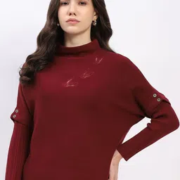 Global Republic Women Solid High Neck Pullover Sweater-image-35