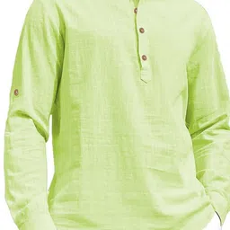 EdinWolf Men Mandarin Collar Roll-Ups Sleeves Pathani Kurta image 4