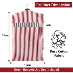 Kuber Industries Brown & Maroon Set Of 12 Striped Cotton Hanging Clothes Organisers image 3