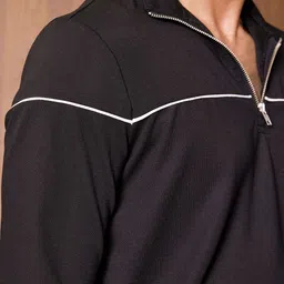 COVE AND LANE Men Solid Mock Collar Pullover Sweatshirt image 2