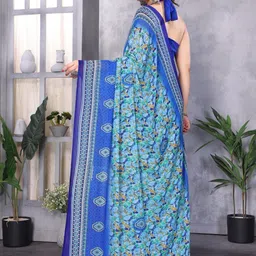MAHALASA Floral Printed Pure Georgette Saree With Blouse Piece image 2