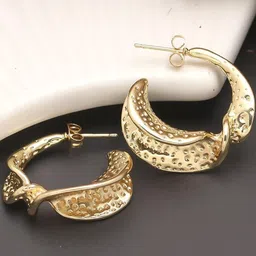 MAHTTAB Gold-Plated Contemporary Shaped Half Hoop Earrings-picture-21