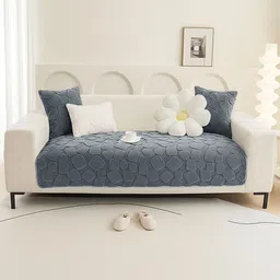 DREAM CARE Grey & Grey 1 Piece Sofa Cover-image-65