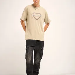 THE BEAR HOUSE Men Typography Printed Round Neck Cotton Oversized T-shirt image 5