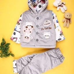 V-Mart Boys Infant Graphic Printed Hooded T-shirt With Pyjamas-picture-35