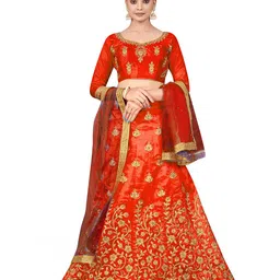 Maroosh Embellished Thread Work Unstitched Lehenga & Blouse With Dupatta-picture-50