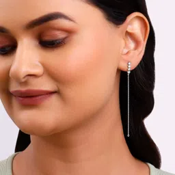 GIVA 92.5 Sterling Silver Rhodium-Plated Zircon Studded Evangeline Dangler Drop Earrings image 3