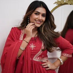 VS MALL Women Floral Embroidered Regular Kurta with Harem Pants & With Dupatta image 2