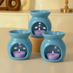 Garden Deco 3Pcs Blue Ceramic Burner Jar Oil Diffusers-picture-30