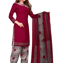attigo Unstitched Printed Cotton Blend Kurta & Patiyala Dress Material with Dupatta image 2