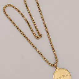 SZN Men Gold-Plated Circular Ram Design Pendant with Chain-picture-10