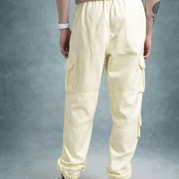roadster Men Relaxed White Pure Cotton Trousers image 5