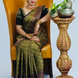 CaniBani Green Silk Blend Banarasi Sarees-picture-21