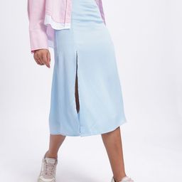 glitchez Effortless Chic Crinkled Side Slit High-Waist Skirt-picture-27
