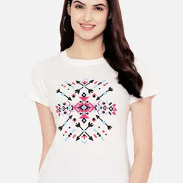 Dreambe Women Pack Of 2 Graphic Printed Round Neck Cotton T-shirts image 2