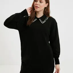 Trendyol Women Embroidered Longline Pullover with Embellished Detail-picture-29