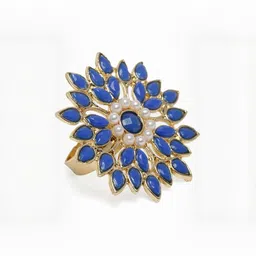 Anxvi Women Set Of 2 Gold Plated Stone Alloy Adjustable Finger Rings image 5