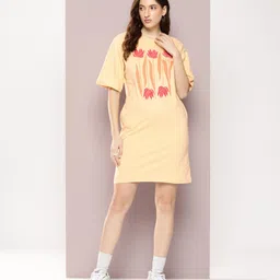 DILLINGER Womens Oversized Short Sleeves Printed T-shirt Dress-picture-10