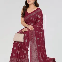 DIVASTRI Striped Poly Georgette Designer Saree image 2