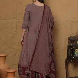 KIMAYRA Women Printed Regular Pure Cotton Kurta with Palazzos & With Dupatta image 2