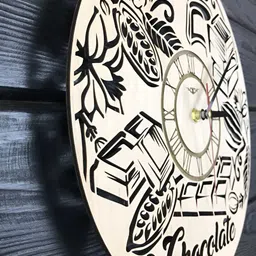 QEZNEF Beige Printed Analogue Wall Clock image 2