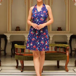 KALINI Floral Print Halter Neck A-Line Dress-picture-11