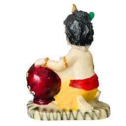 DARIDRA BHANJAN Cream Coloured & Yellow Religious Marble Idol Showpiece image 2
