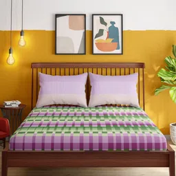 Portico Pixelpop Green Abstract Cotton 152 TC Double King Bedsheet Set-2.24 m x 2.74 m image 3