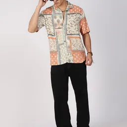 Eszett Men Conversational Printed Cuban Collar Cotton Casual Shirt image 4