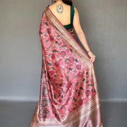 KALINI Pink Printed Silk Blend Sarees image 2