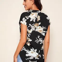 Stylecast X Slyck Floral Print Mandarin Collar High-Low Top image 4