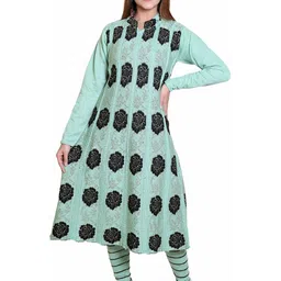 JAPROZ Women Green Acrylic Kurtas-picture-15