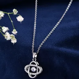 Shoshaa Men Women Cubic Zirconia Studded Contemporary Pendant With Link Chain-image-10