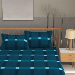 NEW TOWN Green & White Geometric 210 TC Queen Bedsheet with 2 Pillow Covers-image-52