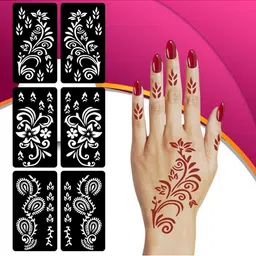VOORKOMS Mehndi Stencil Sticker Designs with Detailed Floral & Leaf-picture-21