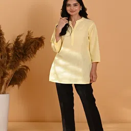 SANSKORI Mandarin Collar Pure Cotton Straight Kurti-picture-22
