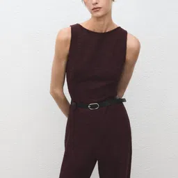 MANGO Round Neck Basic Jumpsuit With Belt Tie-Up image 4