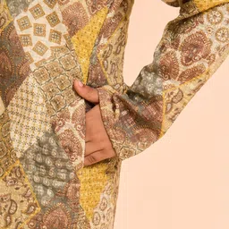 Manyavar Boys Floral Printed Kurta with Pyjama image 2