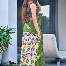 NIKATT Floral Pure Cotton Block Print Saree image 3