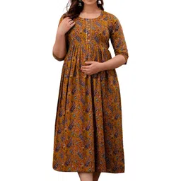 ANUOM Print Maternity Midi Dress-picture-16