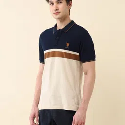 U.S. Polo Assn. Men Colourblocked Polo Collar Cotton T-shirt image 5