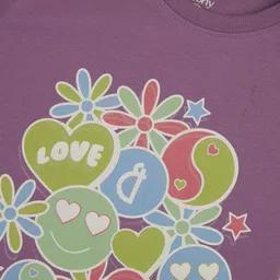 Gini and Jony Girls Graphic Printed Round Neck Cotton T-Shirts image 3