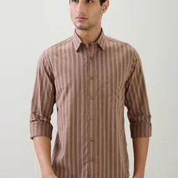 ColorPlus Men Comfort Fit Vertical Striped Spread Collar Cotton Casual Shirt-picture-17