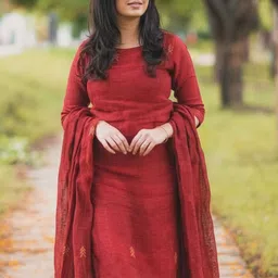 Aaghnya Embroidered Thread Work Plus Size Straight Kurta With Trousers & Dupatta image 3