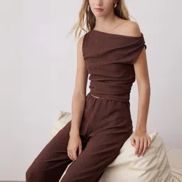 Trendyol Self Design One Shoulder Sleeveless Top With Trouser-picture-32